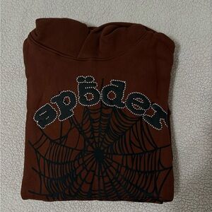 Brown Hoodie with Spider Web Design